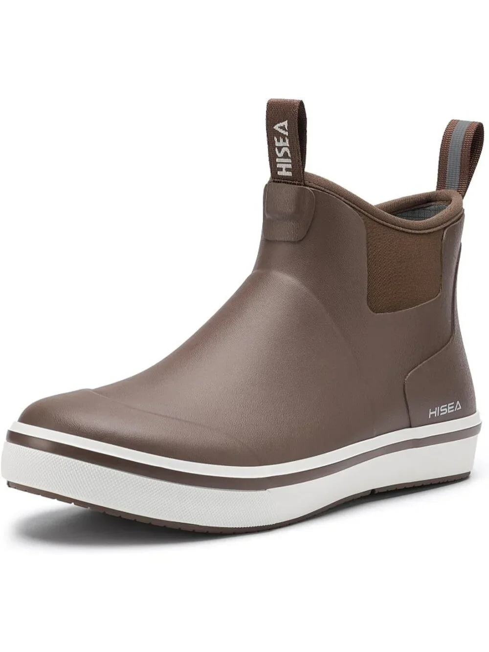 Men's Brown Ankle Deck Waterproof Rubber Neoprene Fishing Non-Slip Rain Boot
